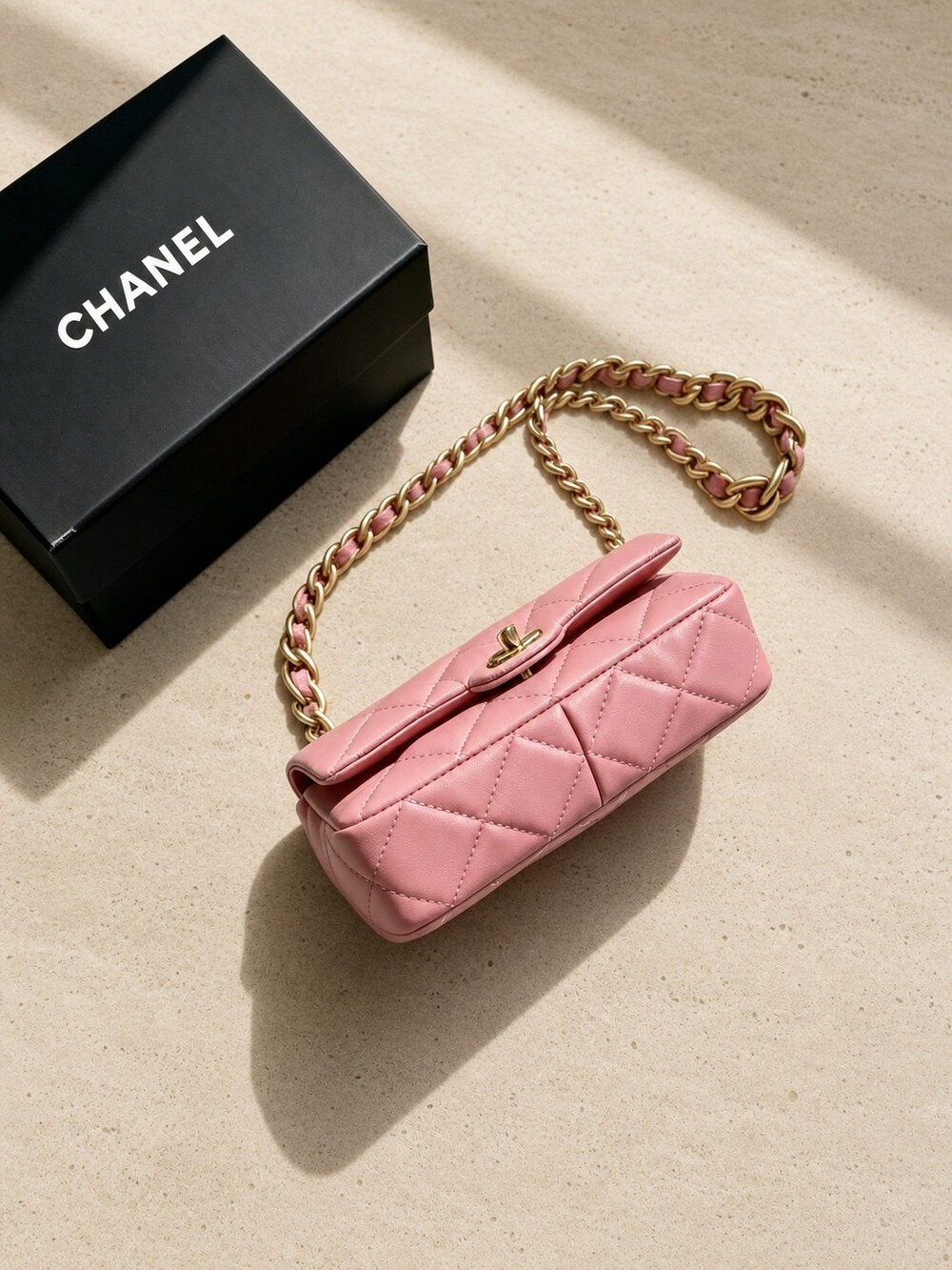 Chanel Classic Mini Pink Quilted Nylon Flap Bag - Picture 2 of 5